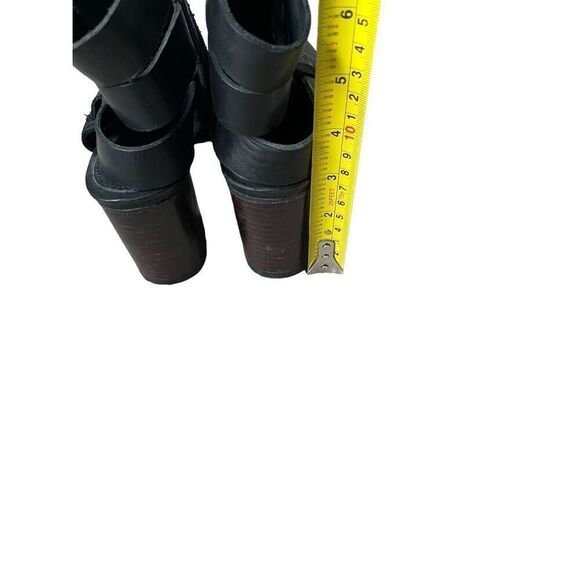 Sorel Addington Leather Strappy Back Block Heel Booties Women's Size 8 Black - Picture 13 of 14